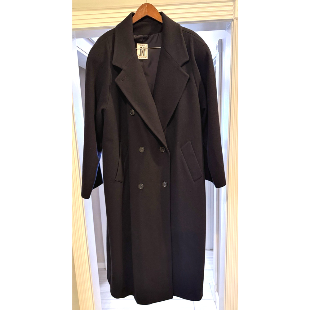 Jones New York JNY Double Breasted 100% Wool Overcoat - Women's Sz. 3X - Navy